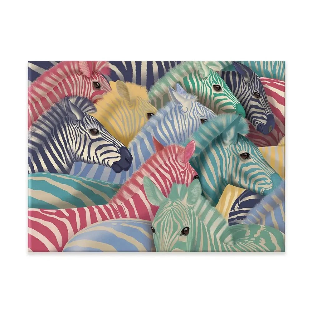 Bright Zebra Herd Canvas Print Bright Zebra Herd Canvas Print wall art product Fab Funky