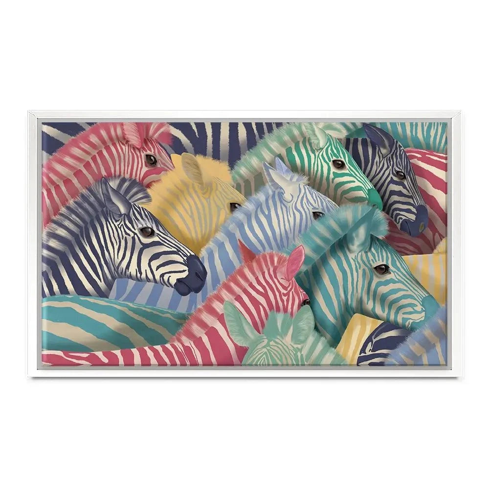 Bright Zebra Herd Canvas Print Bright Zebra Herd Canvas Print wall art product Fab Funky
