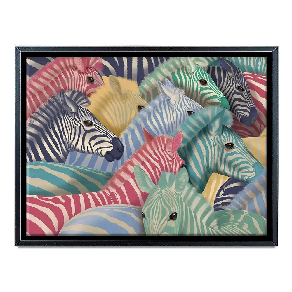 Bright Zebra Herd Canvas Print Bright Zebra Herd Canvas Print wall art product Fab Funky