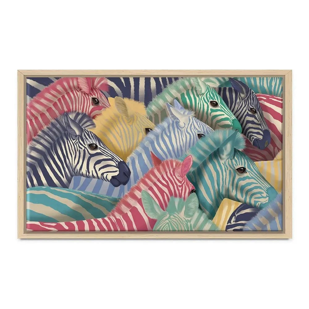 Bright Zebra Herd Canvas Print Bright Zebra Herd Canvas Print wall art product Fab Funky