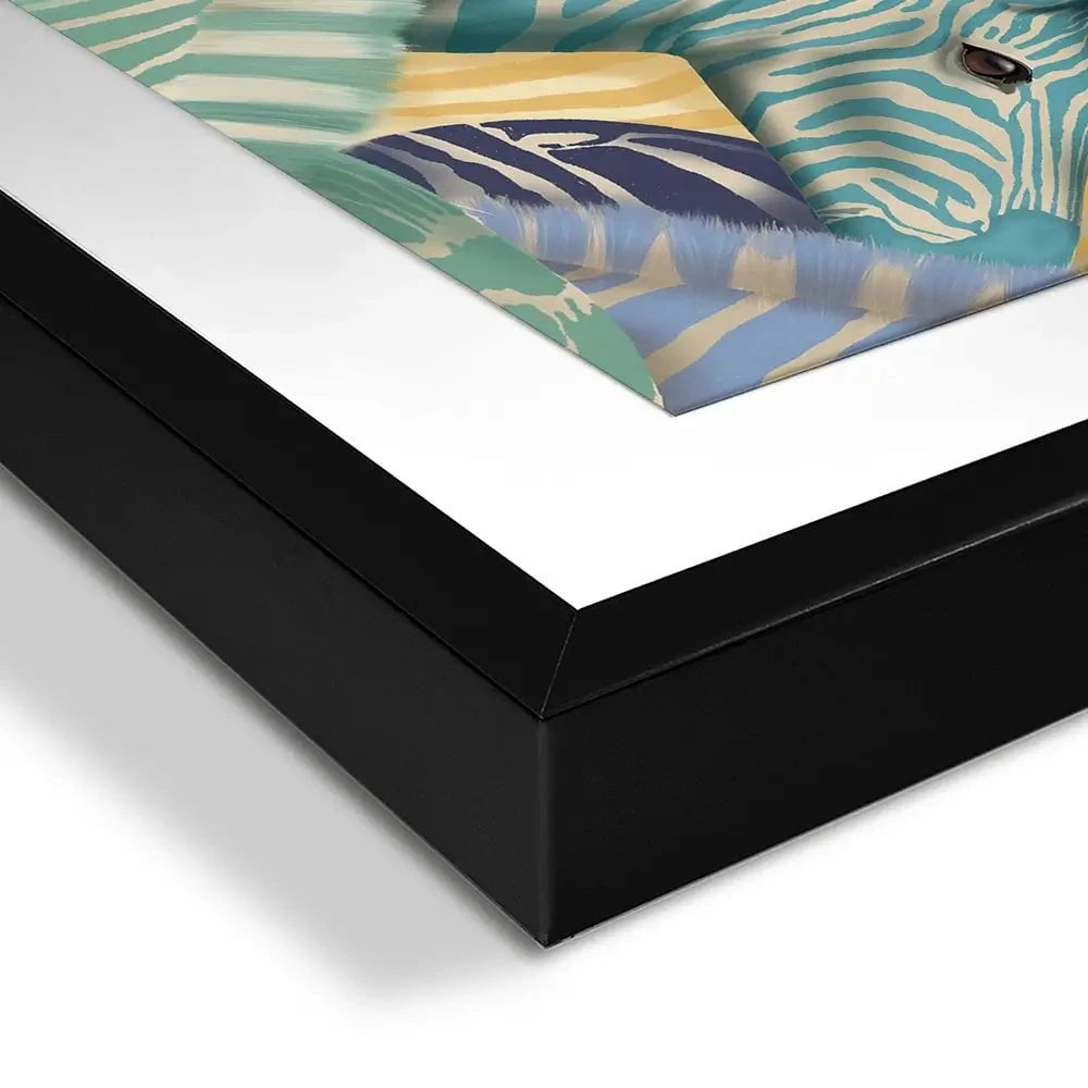 Bright Zebra Herd Framed Art Print Bright Zebra Herd Framed Art Print wall art product Fab Funky