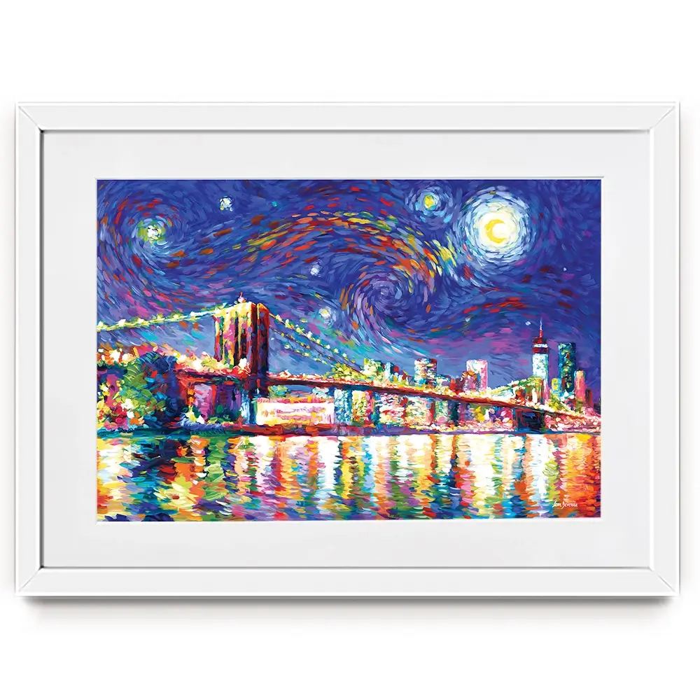 Brooklyn Bridge Starry Night Framed Art Print Brooklyn Bridge Starry Night Framed Art Print wall art product Leon Devenice
