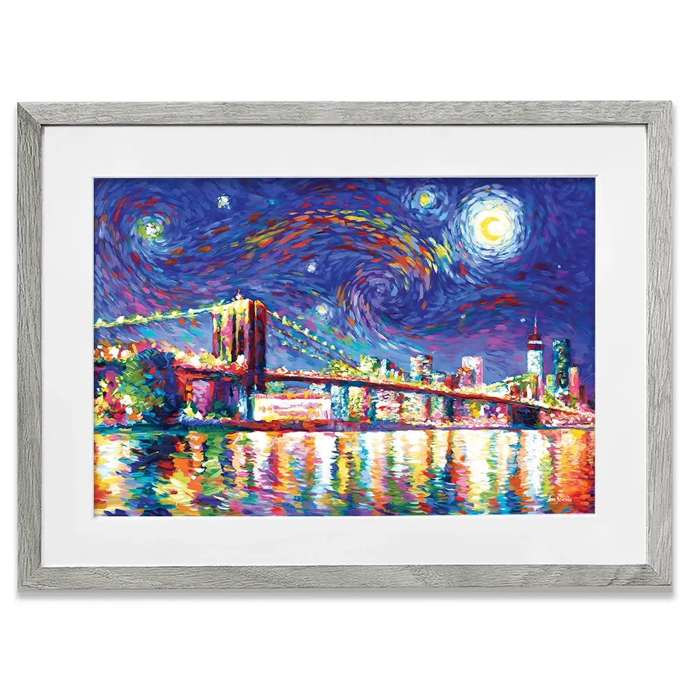 Brooklyn Bridge Starry Night Framed Art Print Brooklyn Bridge Starry Night Framed Art Print wall art product Leon Devenice