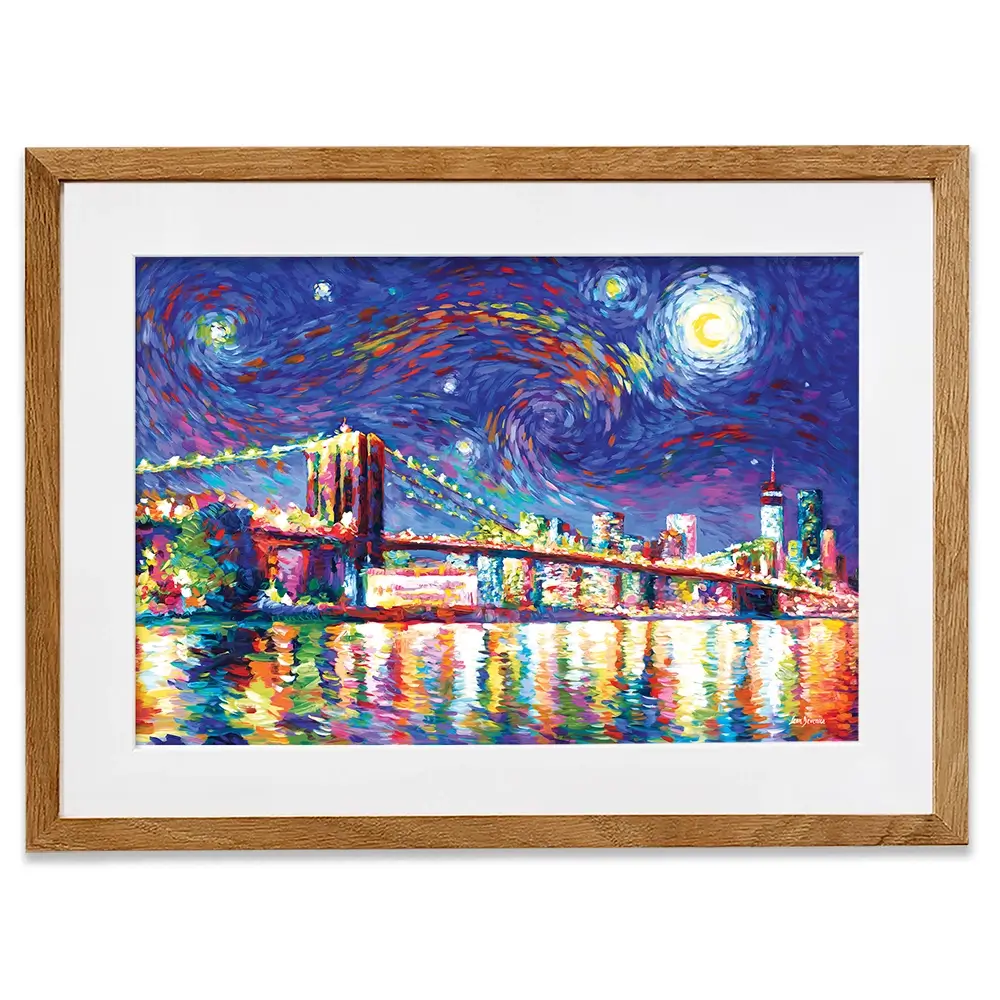 Brooklyn Bridge Starry Night Framed Art Print Brooklyn Bridge Starry Night Framed Art Print wall art product Leon Devenice