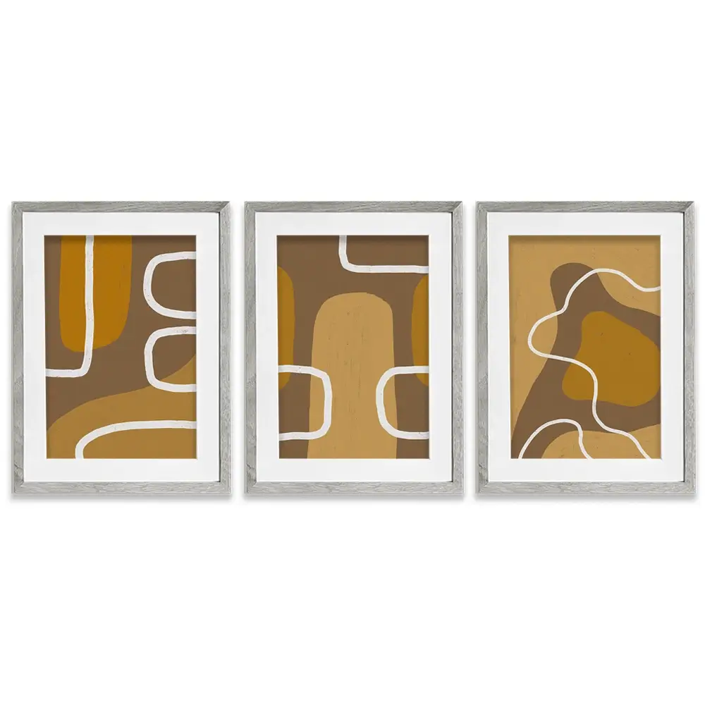 Brown Framed Art Print Trio Brown Framed Art Print Trio wall art product Yuli Saputra