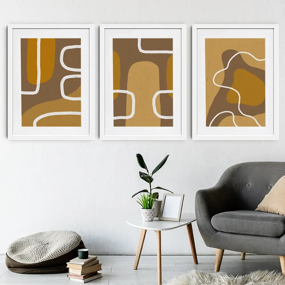 Brown Framed Art Print Trio Brown Framed Art Print Trio wall art product Yuli Saputra