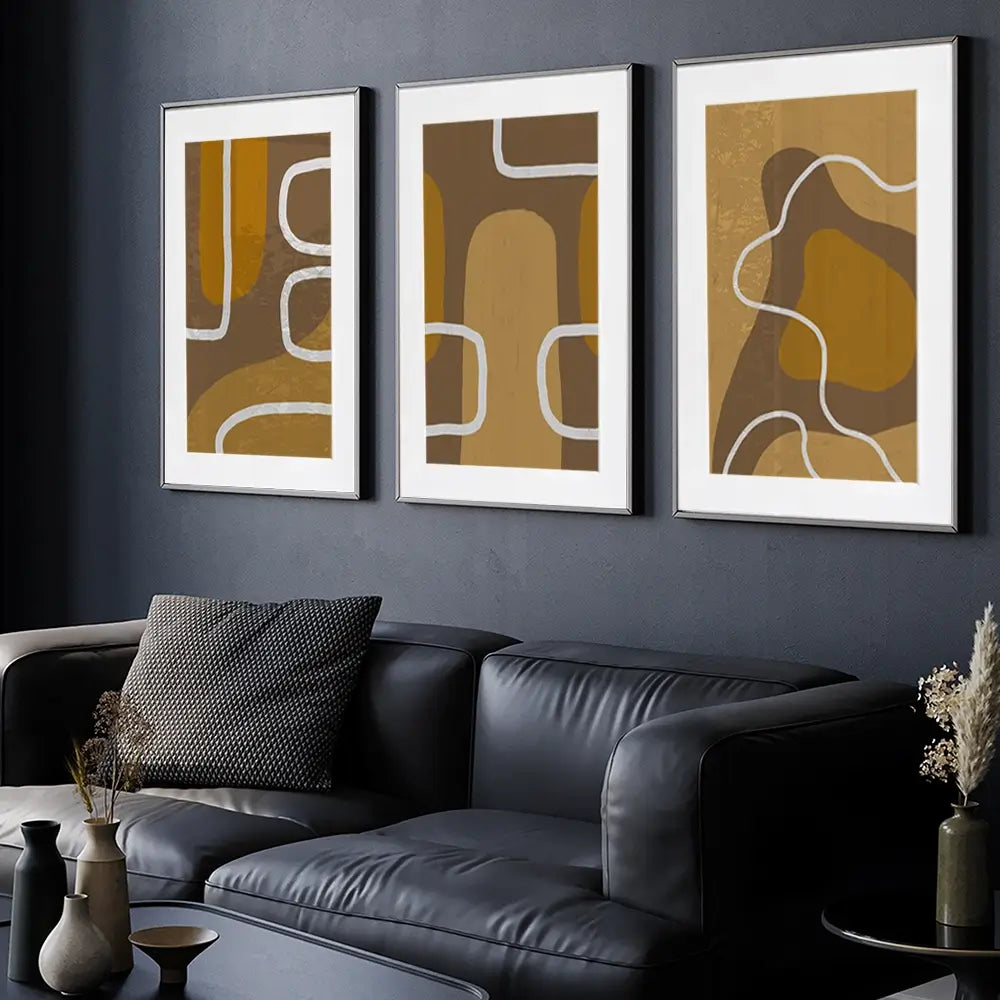 Brown Framed Art Print Trio Brown Framed Art Print Trio wall art product Yuli Saputra
