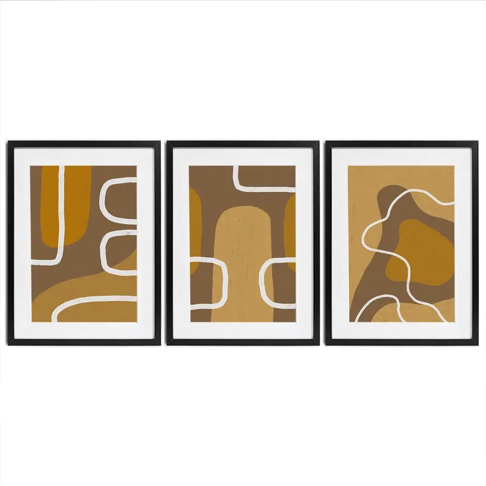 Brown Framed Art Print Trio Brown Framed Art Print Trio wall art product Yuli Saputra