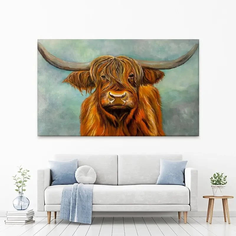 Brown Highland Cow Canvas Print Brown Highland Cow Canvas Print wall art product Jackie Bridges