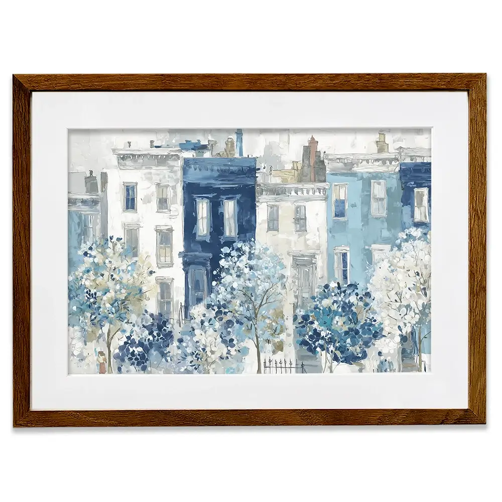 Brownstone Bloom Street Framed Art Print Brownstone Bloom Street Framed Art Print wall art product Chromatic Storm Studio