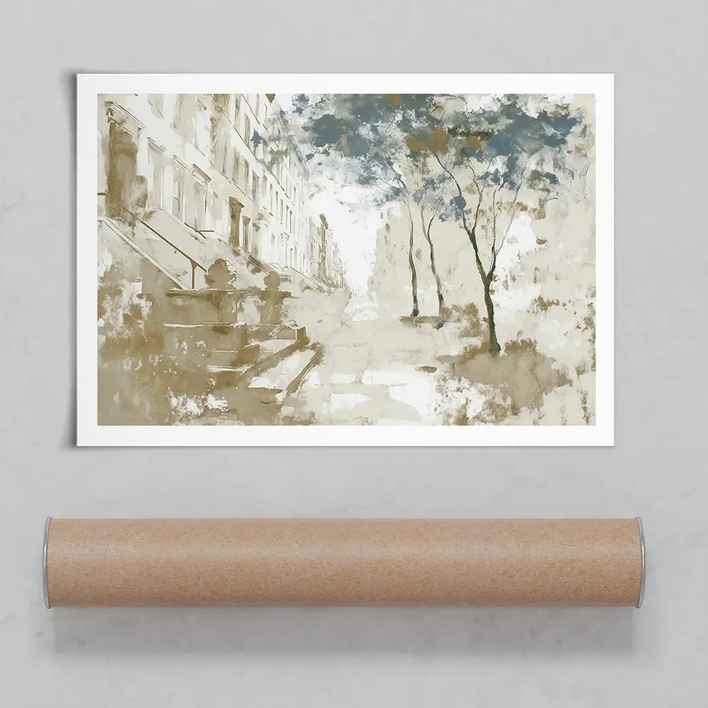 Brownstone Street Autumn Art Print Brownstone Street Autumn Art Print wall art product Chromatic Storm Studio