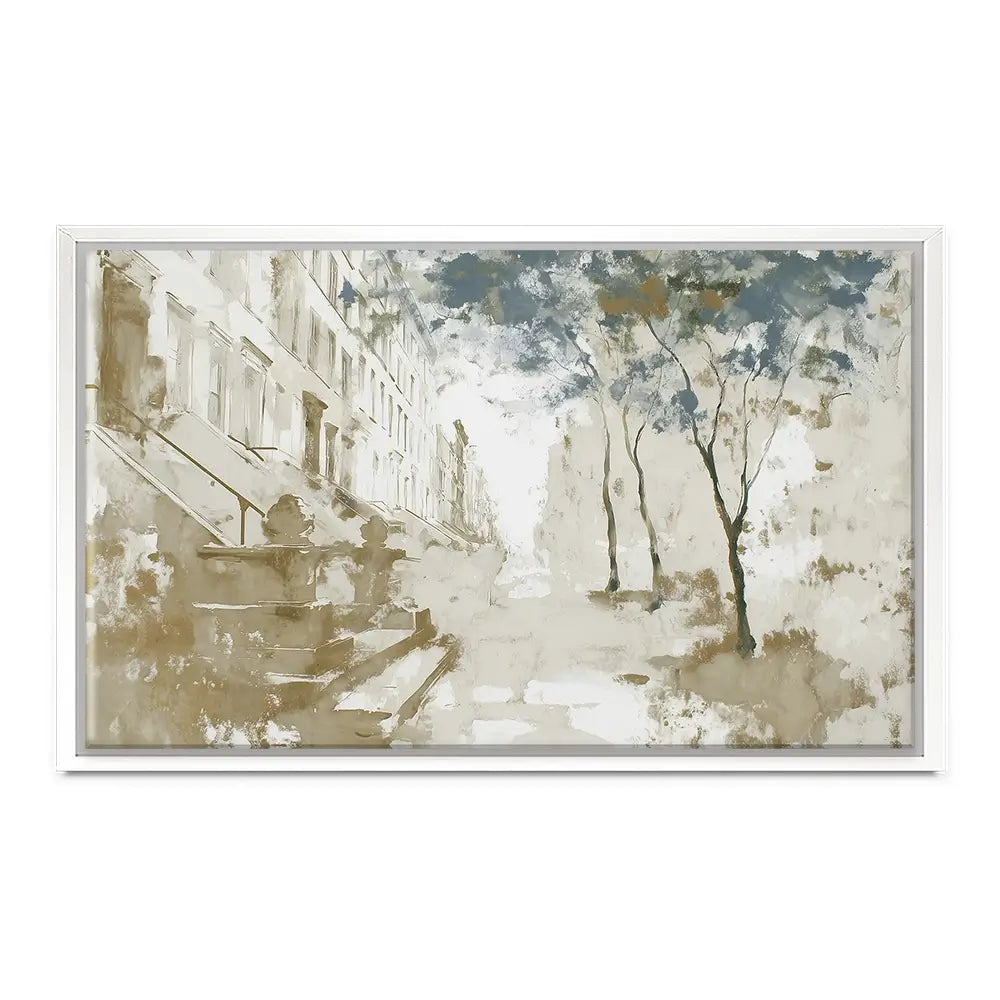 Brownstone Street Autumn Canvas Print Brownstone Street Autumn Canvas Print wall art product Chromatic Storm Studio