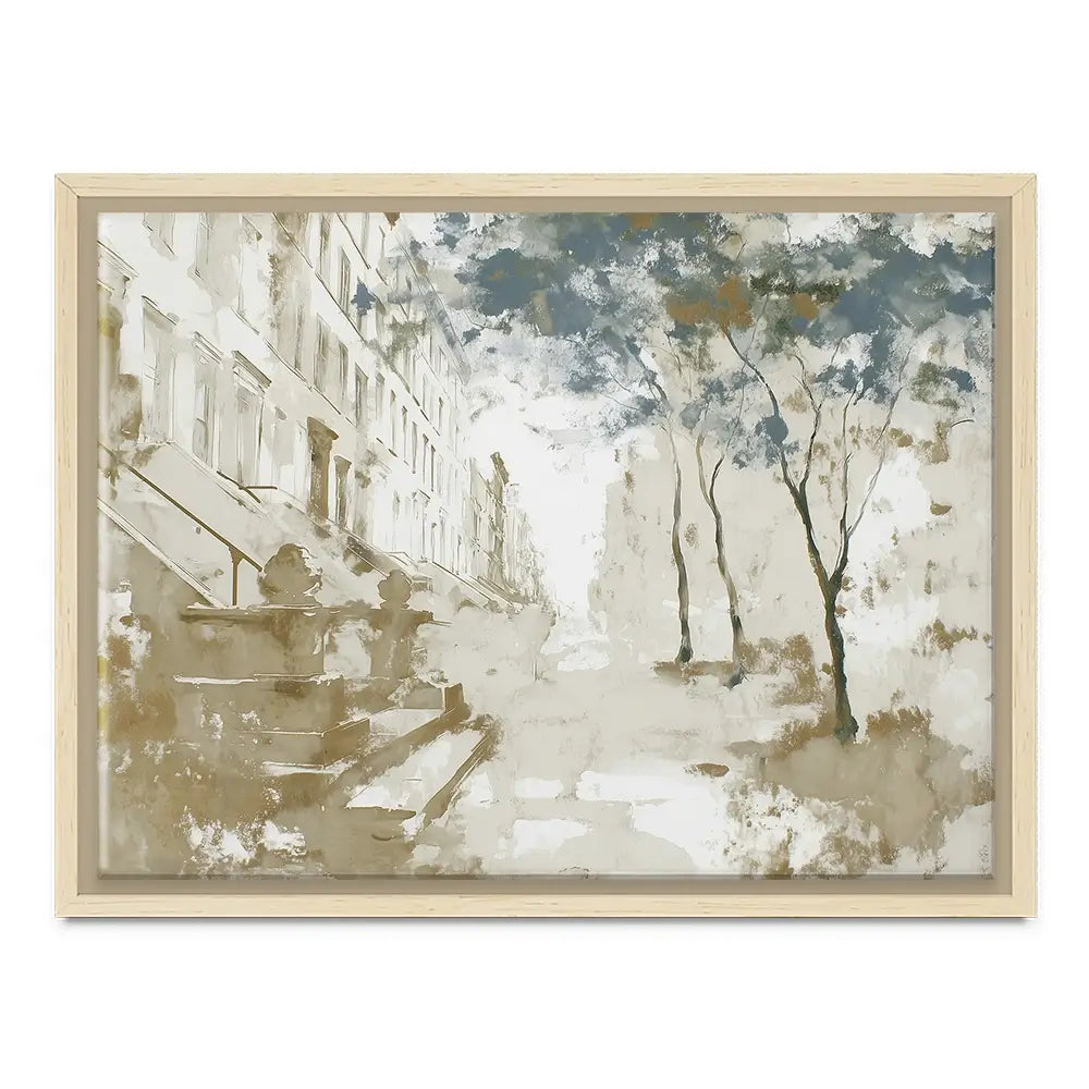 Brownstone Street Autumn Canvas Print Brownstone Street Autumn Canvas Print wall art product Chromatic Storm Studio