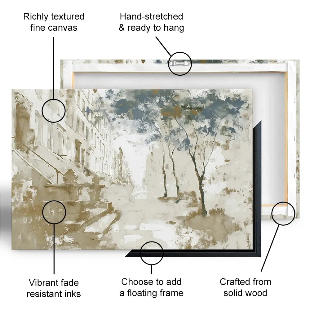 Brownstone Street Autumn Canvas Print Brownstone Street Autumn Canvas Print wall art product Chromatic Storm Studio