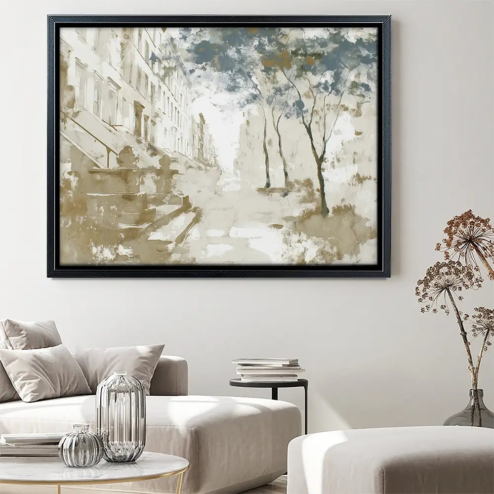 Brownstone Street Autumn Canvas Print Brownstone Street Autumn Canvas Print wall art product Chromatic Storm Studio
