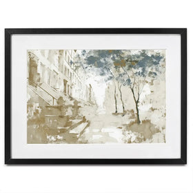 Brownstone Street Autumn Framed Art Print Brownstone Street Autumn Framed Art Print wall art product Chromatic Storm Studio