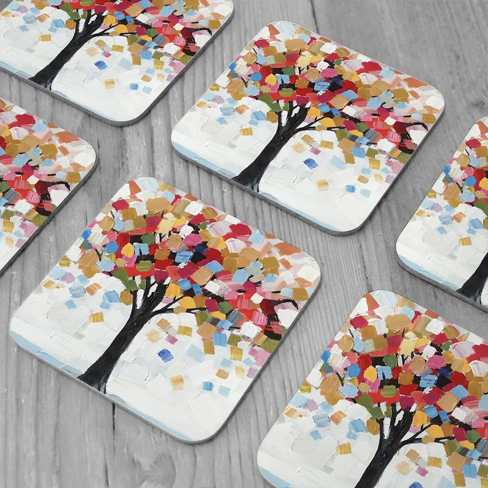 Brush Stroked Tree Coaster Set Brush Stroked Tree Coaster Set wall art product Art Print Shop