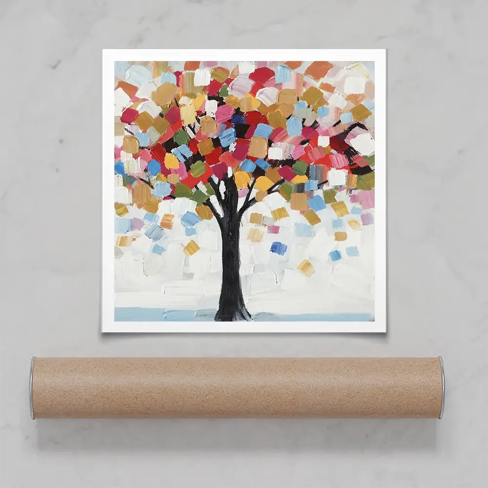 Brush Stroked Tree Square Art Print Brush Stroked Tree Square Art Print wall art product Art Print Shop