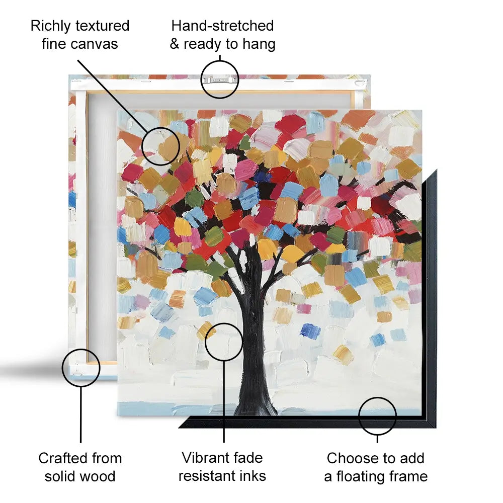 Brush Stroked Tree Square Canvas Print Brush Stroked Tree Square Canvas Print wall art product Art Print Shop