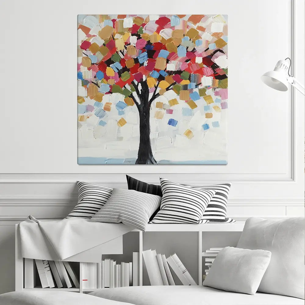 Brush Stroked Tree Square Canvas Print Brush Stroked Tree Square Canvas Print wall art product Art Print Shop