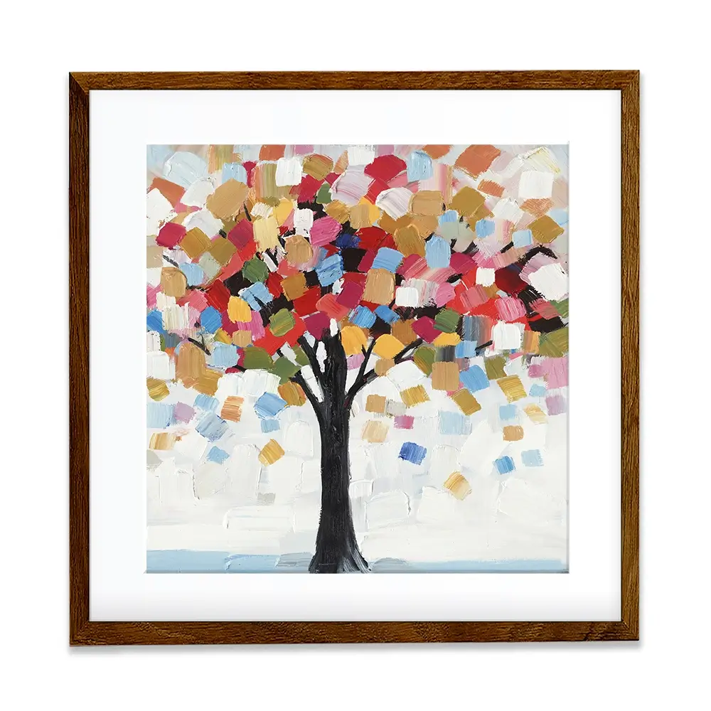 Brush Stroked Tree Square Framed Art Print Brush Stroked Tree Square Framed Art Print wall art product Art Print Shop