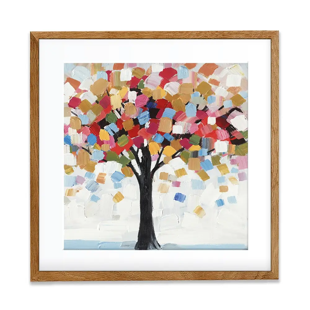 Brush Stroked Tree Square Framed Art Print Brush Stroked Tree Square Framed Art Print wall art product Art Print Shop
