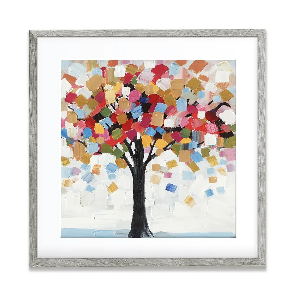 Brush Stroked Tree Square Framed Art Print Brush Stroked Tree Square Framed Art Print wall art product Art Print Shop