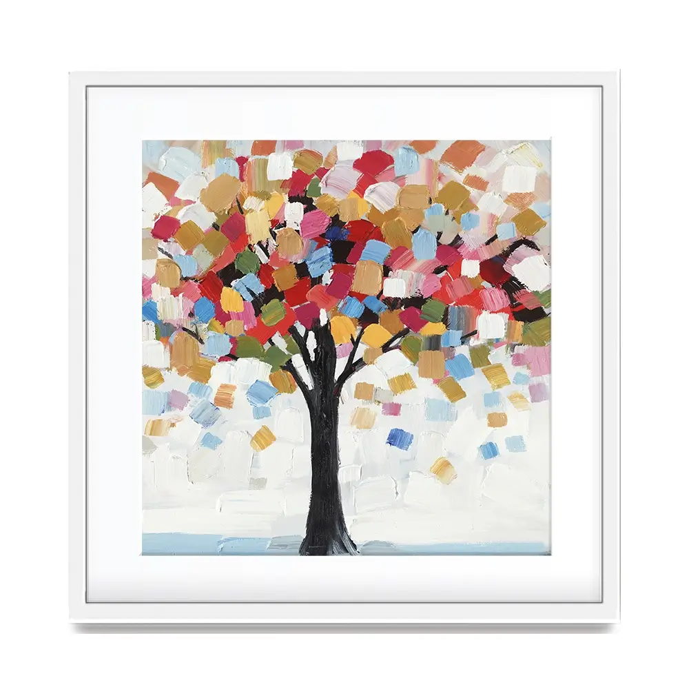 Brush Stroked Tree Square Framed Art Print Brush Stroked Tree Square Framed Art Print wall art product Art Print Shop