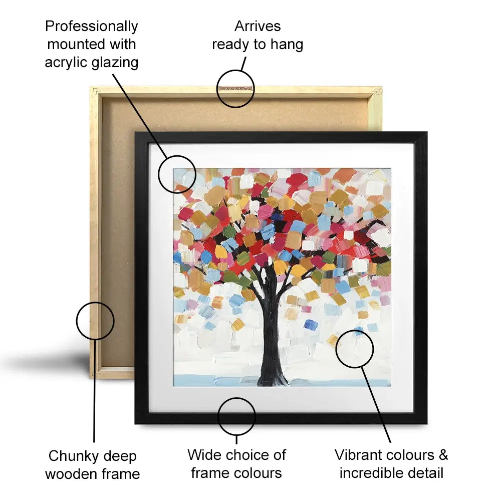 Brush Stroked Tree Square Framed Art Print Brush Stroked Tree Square Framed Art Print wall art product Art Print Shop