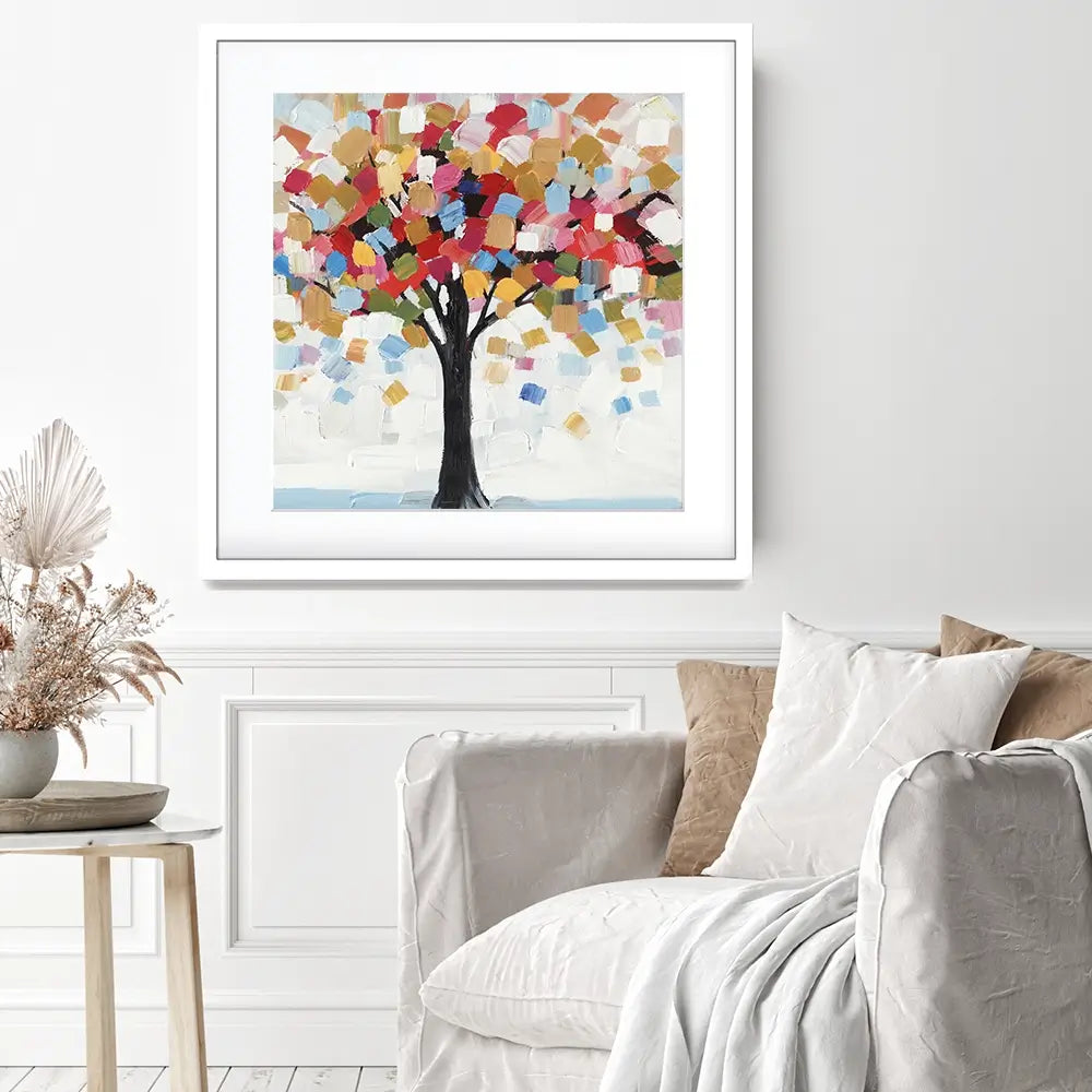 Brush Stroked Tree Square Framed Art Print Brush Stroked Tree Square Framed Art Print wall art product Art Print Shop