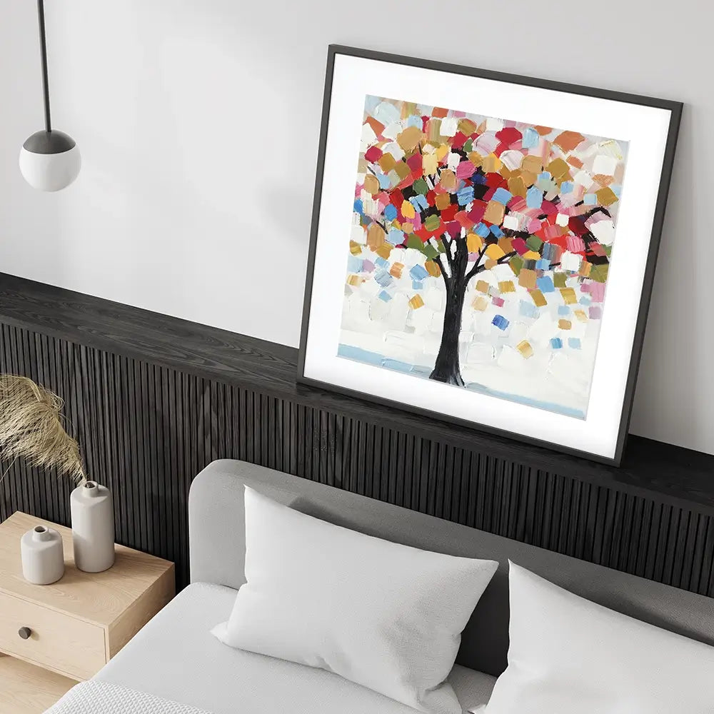 Brush Stroked Tree Square Framed Art Print Brush Stroked Tree Square Framed Art Print wall art product Art Print Shop