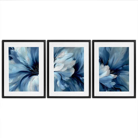 Brushed Blue Flowers Framed Art Print Trio Brushed Blue Flowers Framed Art Print Trio wall art product IAmHomeStudio