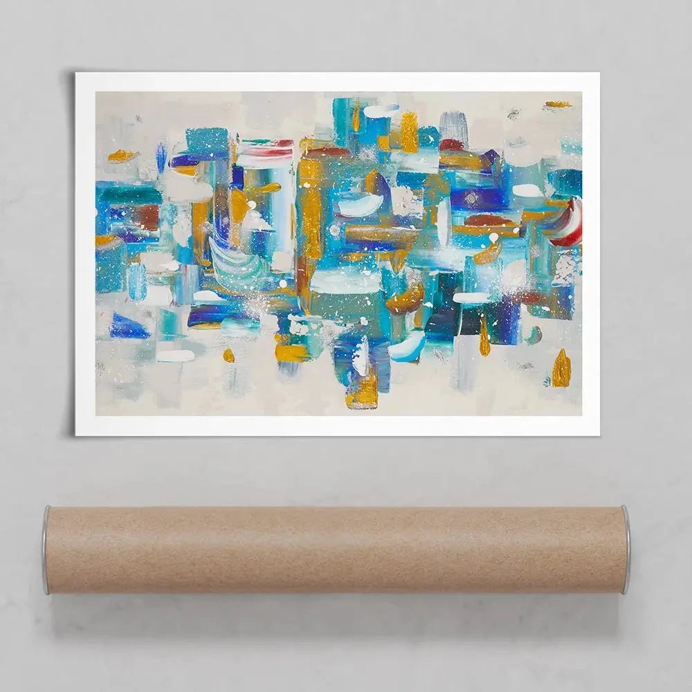 Brushstrokes In Blue Art Print Brushstrokes In Blue Art Print wall art product Elizabeth White