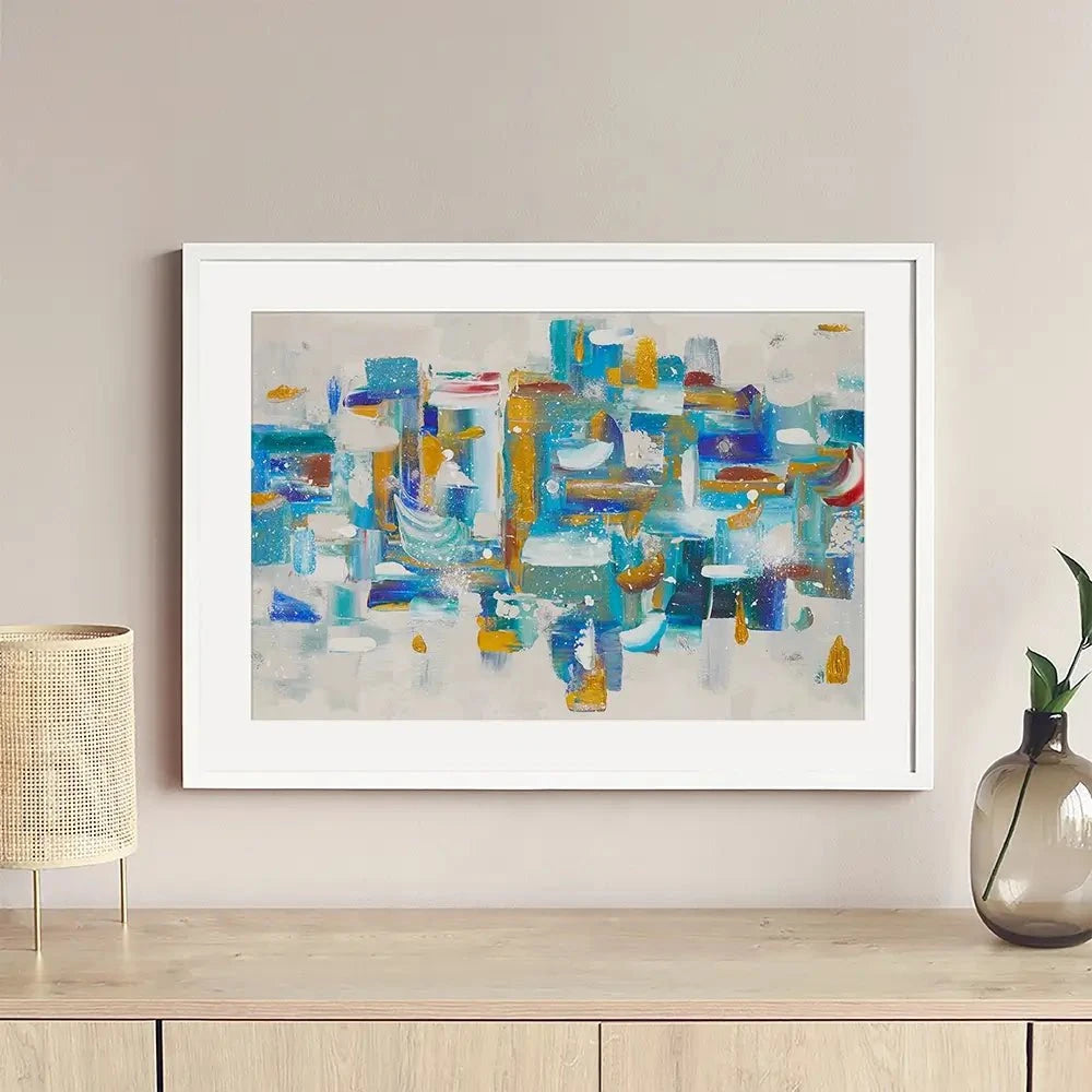 Brushstrokes In Blue Framed Art Print Brushstrokes In Blue Framed Art Print wall art product Elizabeth White
