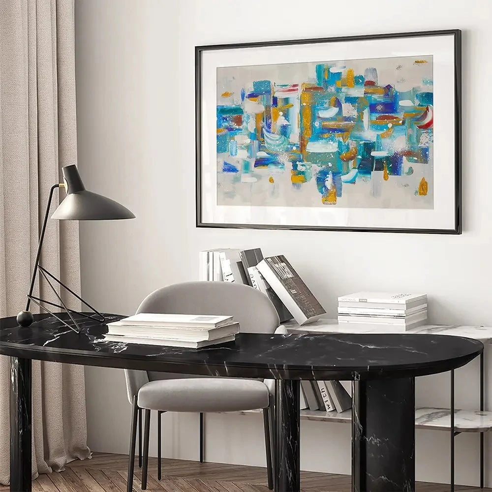 Brushstrokes In Blue Framed Art Print Brushstrokes In Blue Framed Art Print wall art product Elizabeth White