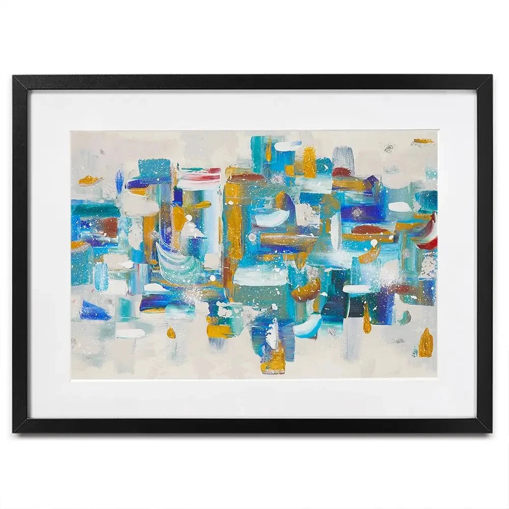 Brushstrokes In Blue Framed Art Print Brushstrokes In Blue Framed Art Print wall art product Elizabeth White