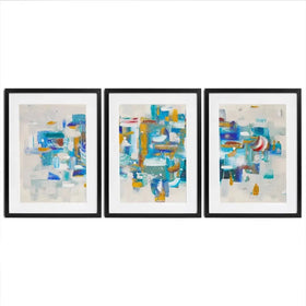 Brushstrokes In Blue Framed Art Print Trio Brushstrokes In Blue Framed Art Print Trio wall art product Elizabeth White