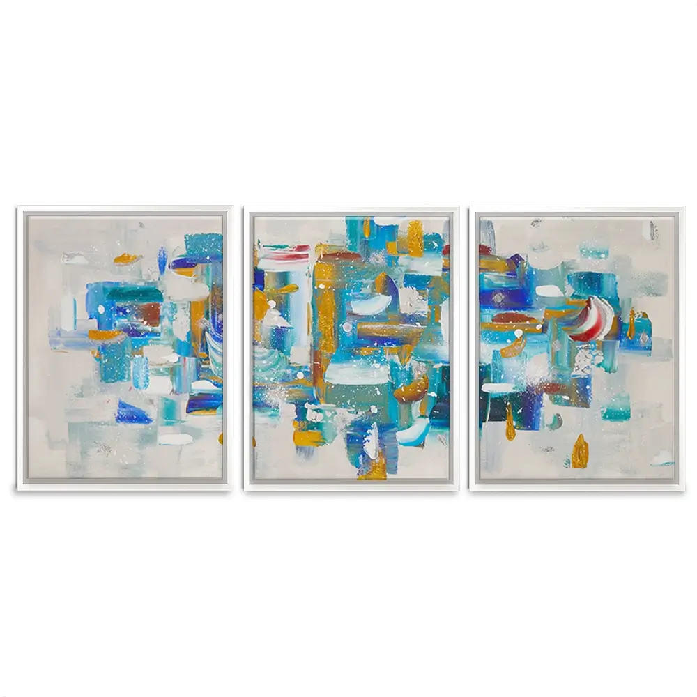 Brushstrokes In Blue Trio Canvas Print Brushstrokes In Blue Trio Canvas Print wall art product Elizabeth White