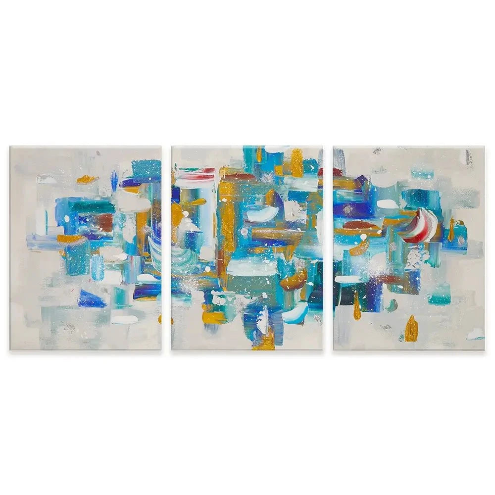 Brushstrokes In Blue Trio Canvas Print Brushstrokes In Blue Trio Canvas Print wall art product Elizabeth White