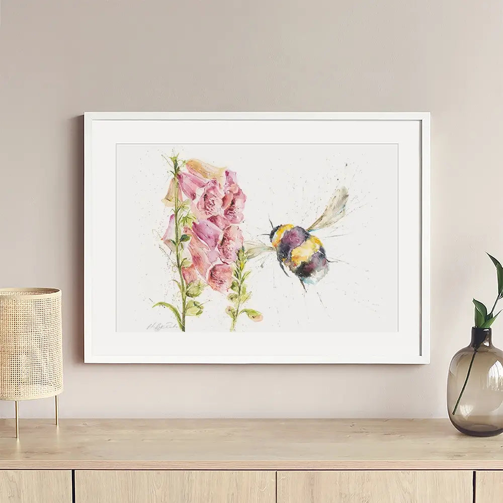 Bumble Bee And Foxglove 2 Framed Art Print Bumble Bee And Foxglove 2 Framed Art Print wall art product Nicola Jane Rowles