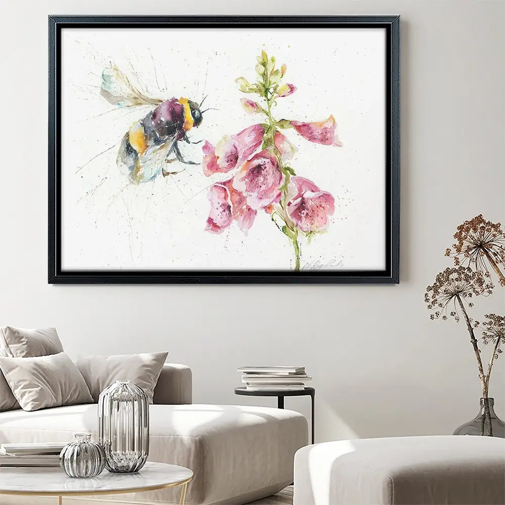 Bumble Bee And Foxglove 3 Canvas Print Bumble Bee And Foxglove 3 Canvas Print wall art product Nicola Jane Rowles