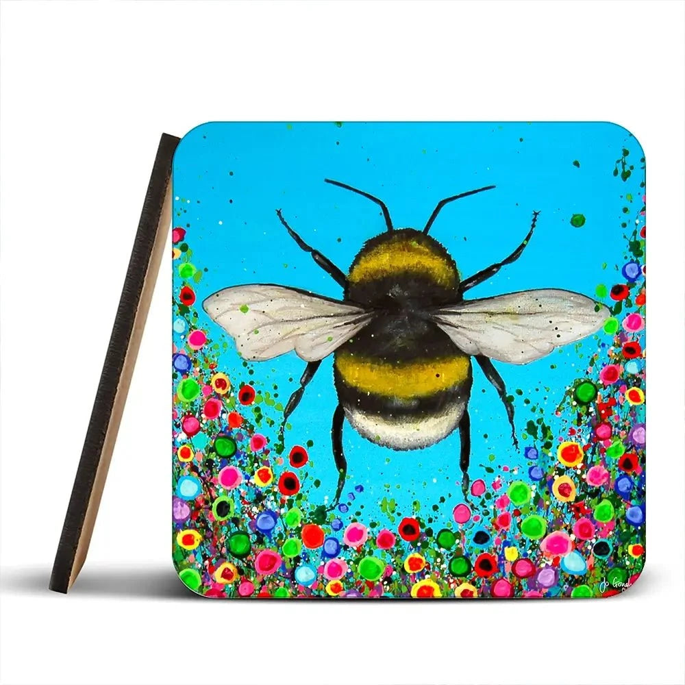 Bumblebee Flowers Coaster Set Rainbow Soul Tree Coaster Set | Rainbow Soul Tree Art Coasters wall art product Jo Gough