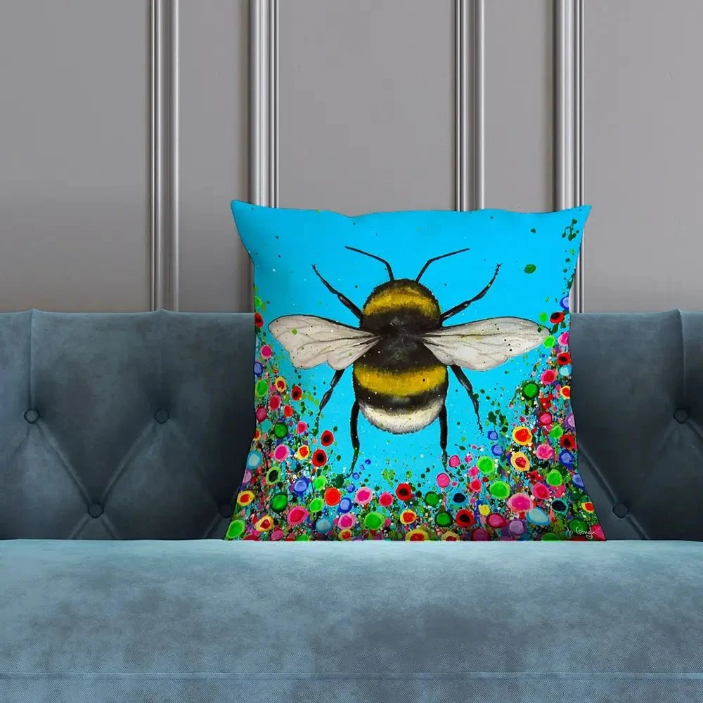 Bumblebee Flowers Cushion Bumblebee Flowers Cushion wall art product Jo Gough
