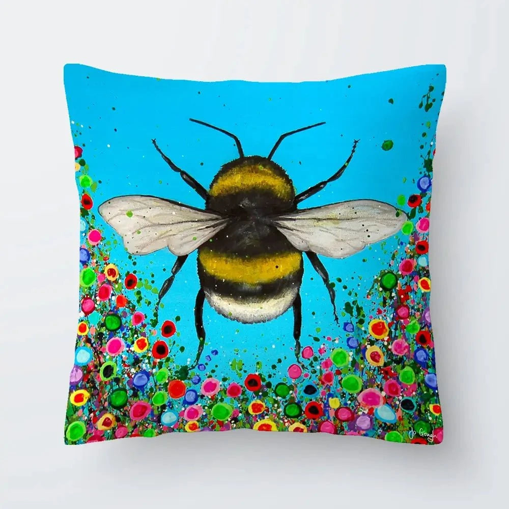 Bumblebee Flowers Cushion Bumblebee Flowers Cushion wall art product Jo Gough
