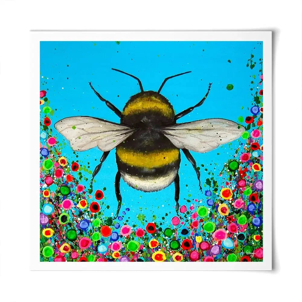 Bumblebee Flowers Square Art Print Bumblebee Flowers Square Art Print wall art product Jo Gough