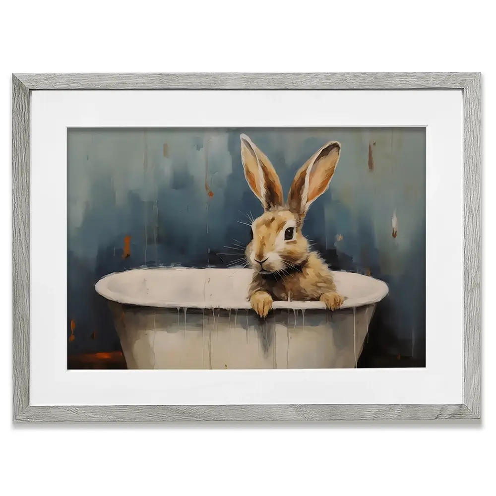 Bunny In A Tub Framed Art Print Bunny In A Tub Framed Art Print wall art product Arlington Prints - Independent