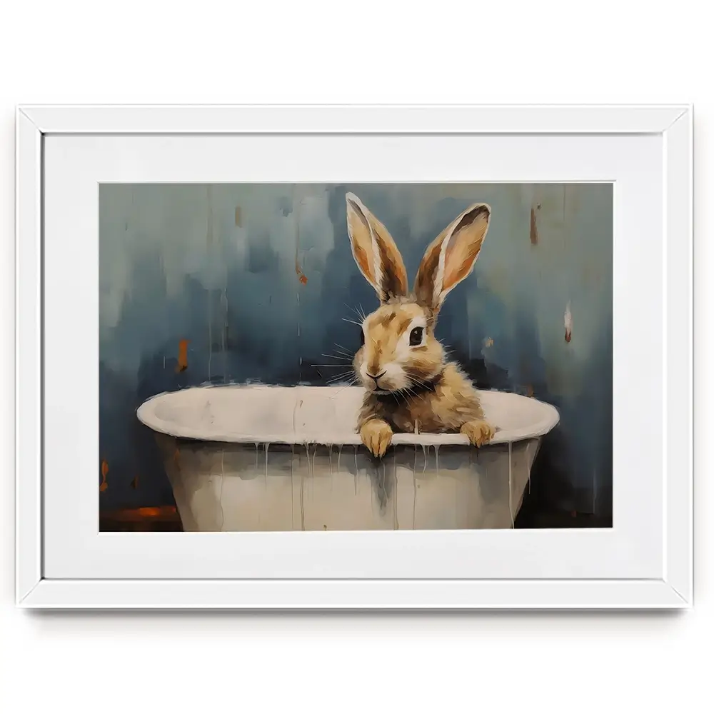 Bunny In A Tub Framed Art Print Bunny In A Tub Framed Art Print wall art product Arlington Prints - Independent