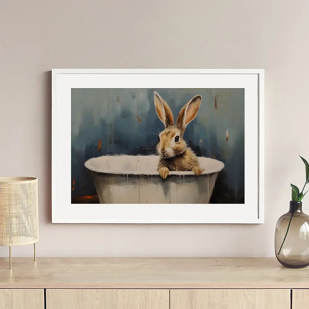Bunny In A Tub Framed Art Print Bunny In A Tub Framed Art Print wall art product Arlington Prints - Independent