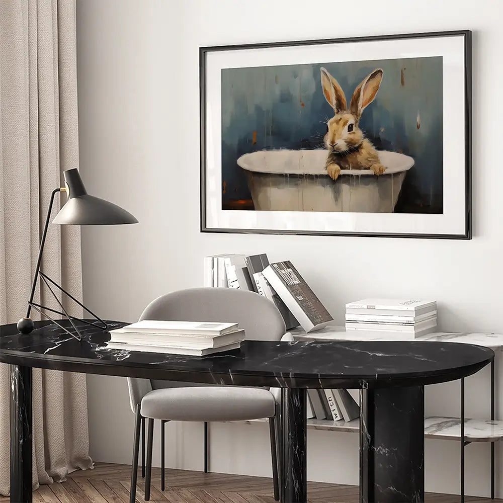 Bunny In A Tub Framed Art Print Bunny In A Tub Framed Art Print wall art product Arlington Prints - Independent