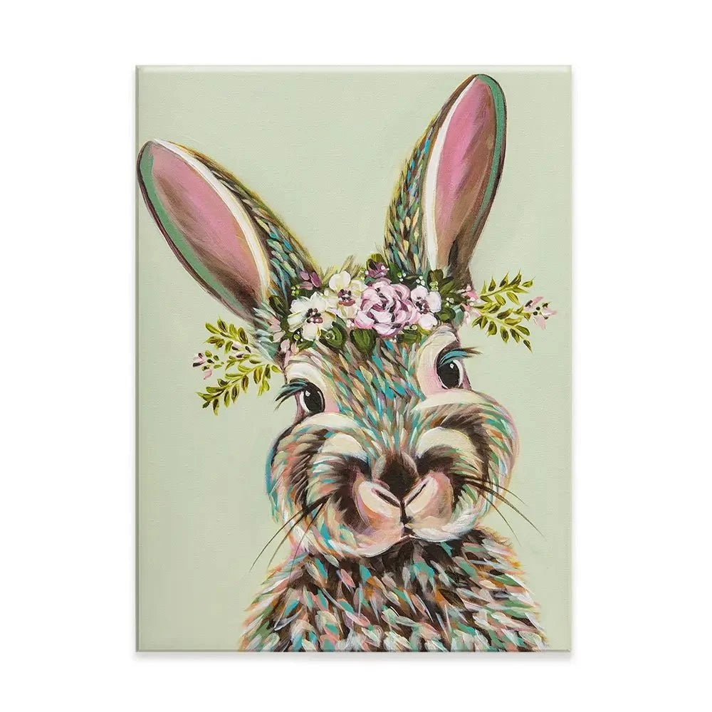 Bunny With Flowers Canvas Print Bunny With Flowers Canvas Print wall art product Carolee Vitaletti